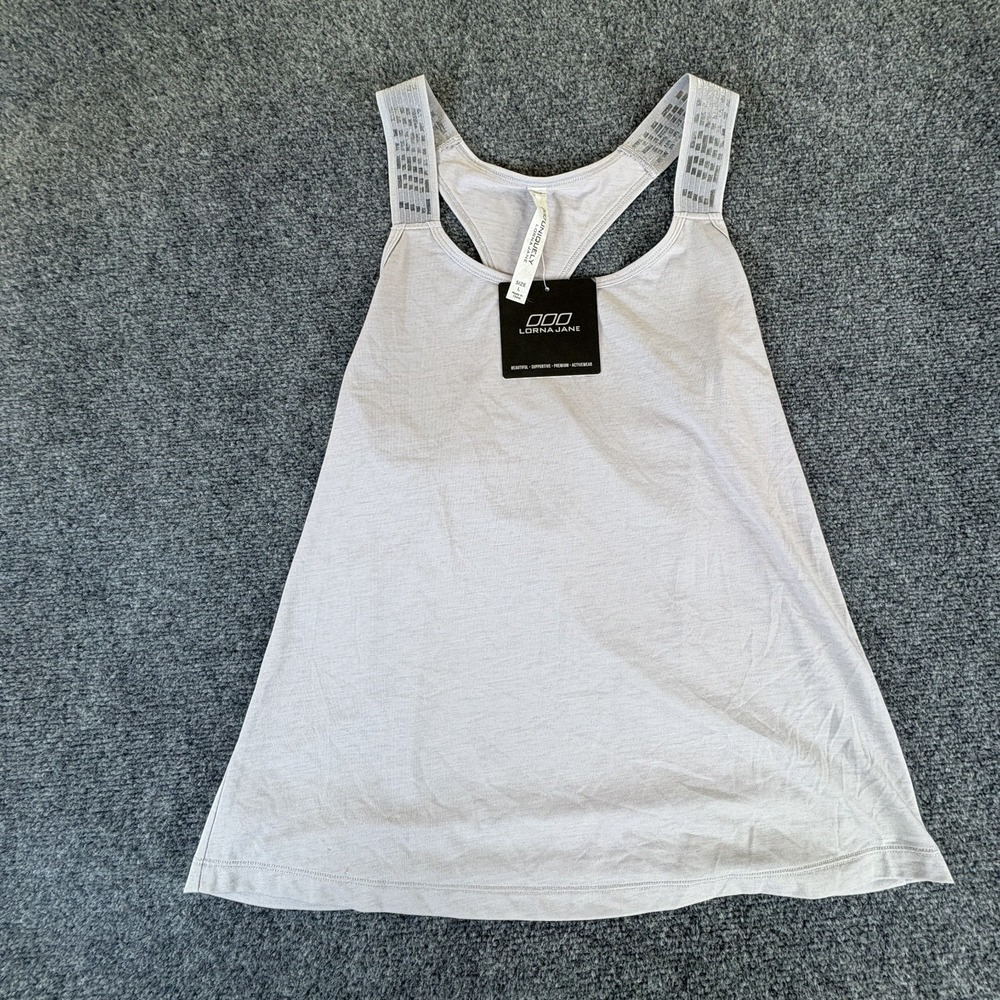 Lorna Jane Tank Top Womens Large Gray Activewear Relaxed Fit Easy Care Racerback